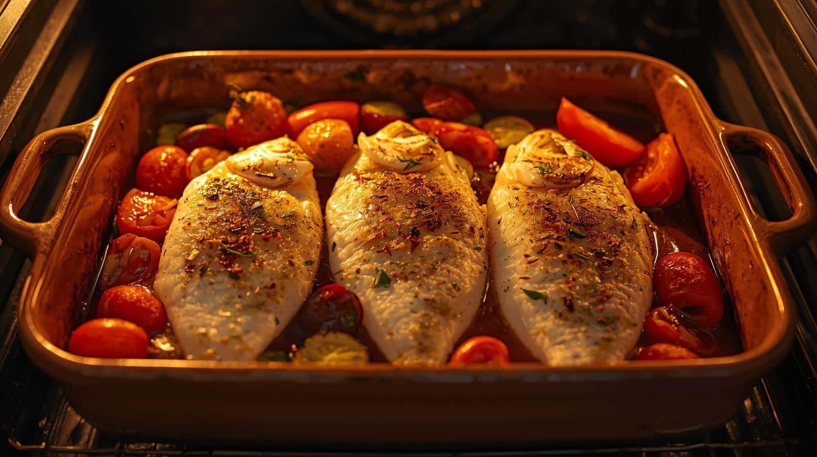 طريقة عمل سمك بلطي بالخضار في الفرن