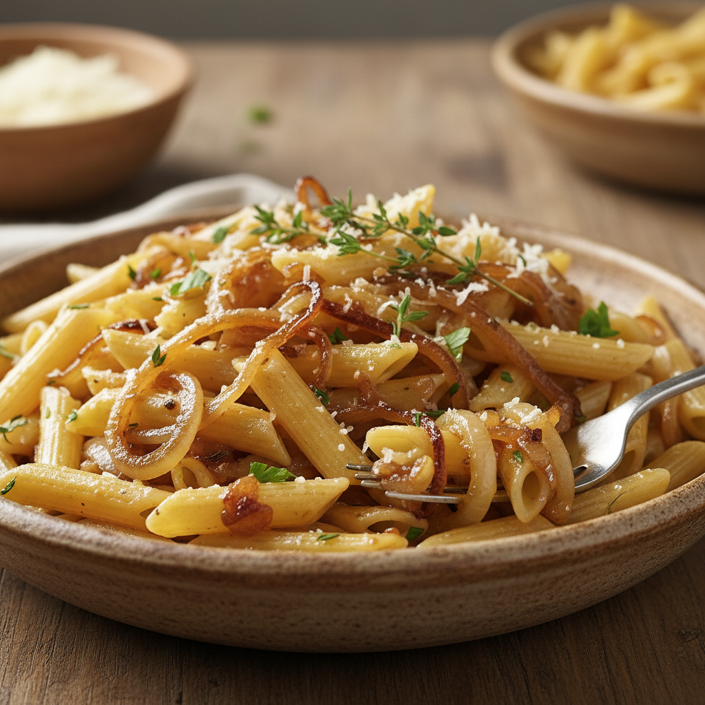 طريقة عمل مكرونة بالبصل المكرمل بطعم المطاعم